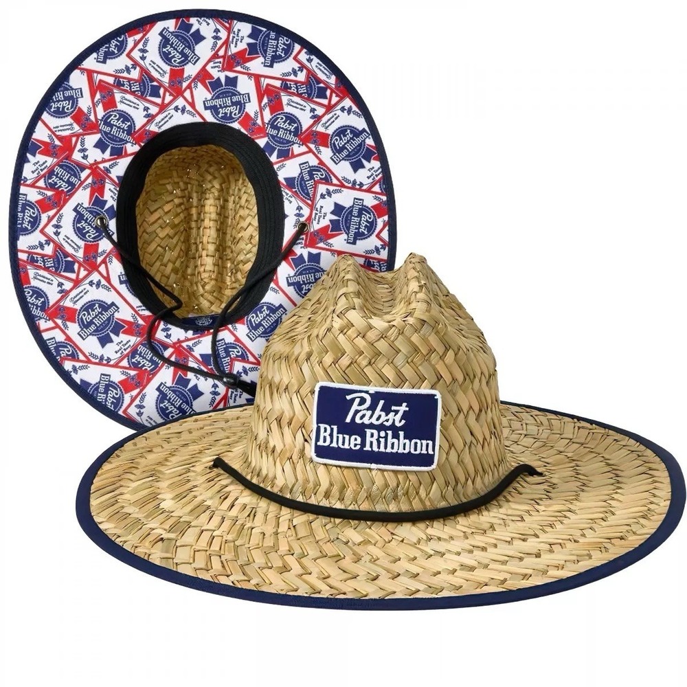 NEW Pabst Blue Ribbon Lifeguard Hat Straw One Size